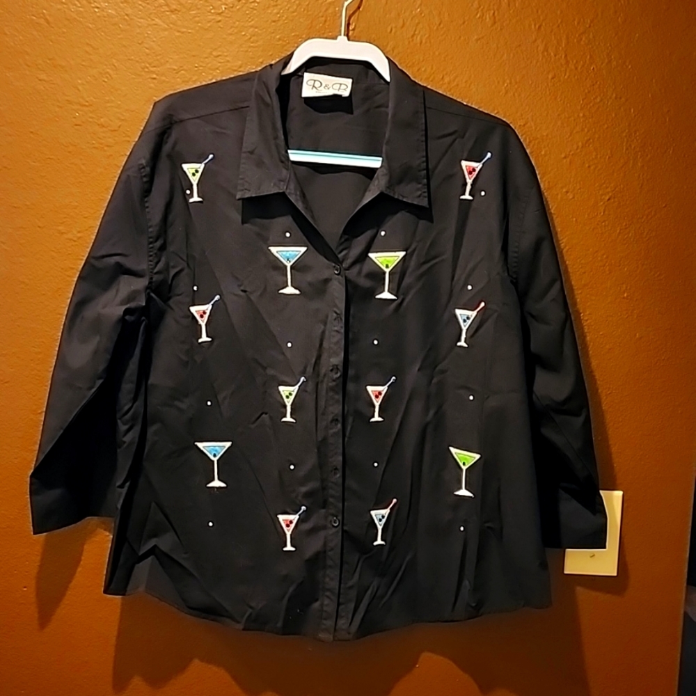 Martini Button Up Shirt 1x
